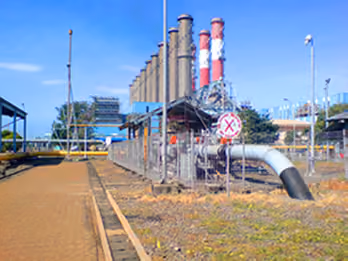 Metering station pipework in front of a power plant