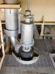 Safety valve installed on plant pipework above floor grating