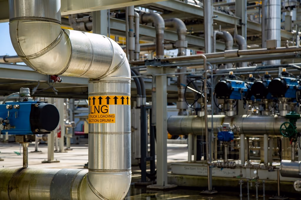 Actuated valves and instrumentation on a gas processing skid
